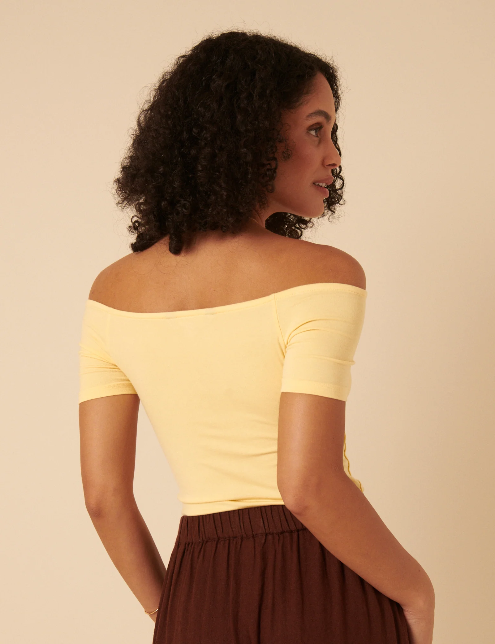 Butter Yellow Bardot Top - Image 5